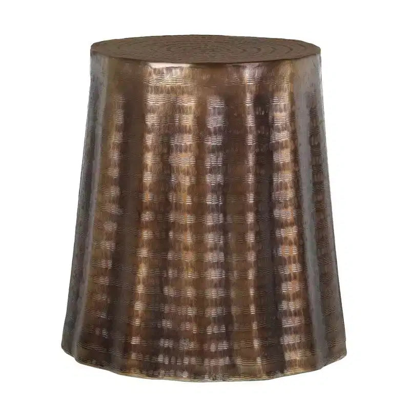 Table d'appoint ronde en aluminium avec design martelé