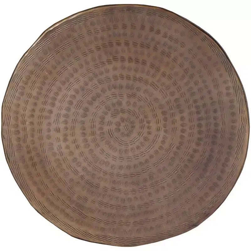 Table d'appoint ronde en aluminium avec design martelé