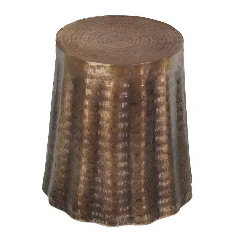 Table d'appoint ronde en aluminium avec design martelé