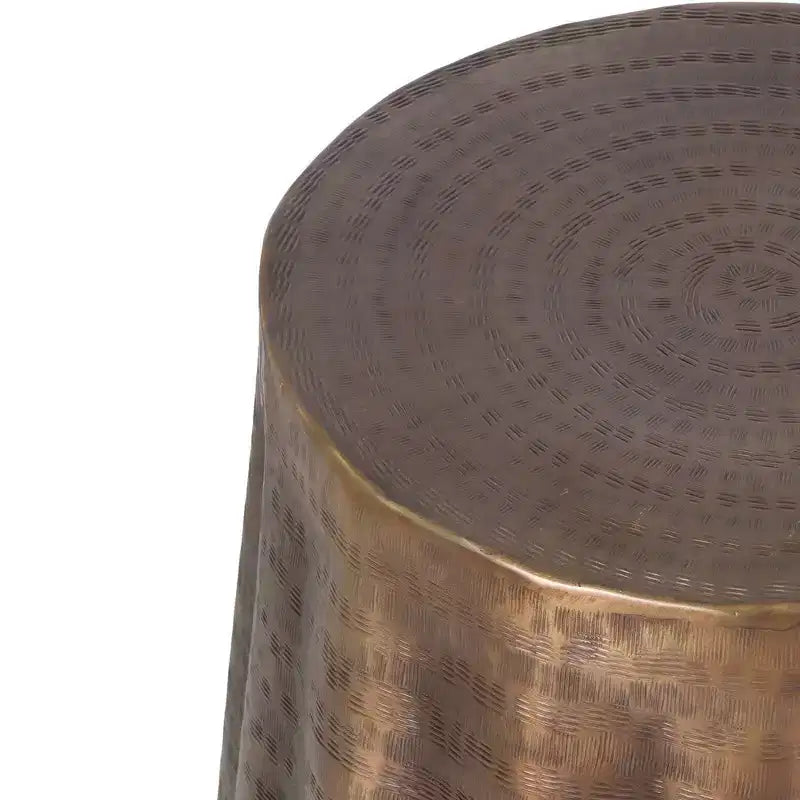 Table d'appoint ronde en aluminium avec design martelé