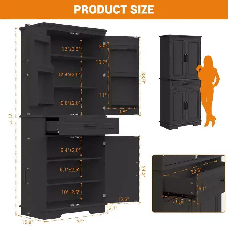 Meuble de rangement pour garde-manger, Armoire de cuisine de style campagnard avec tiroir