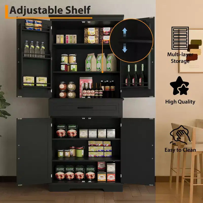 Meuble de rangement pour garde-manger, Armoire de cuisine de style campagnard avec tiroir