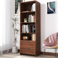 Étagère Bibliothèque avec Tiroirs 4 Niveaux pour Salon Maison Noyer