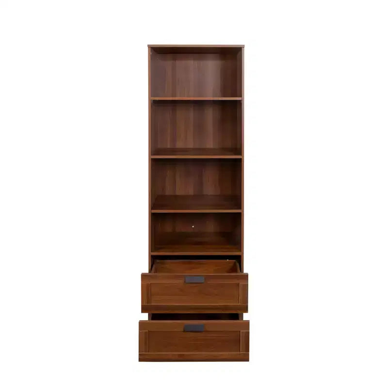 Étagère Bibliothèque avec Tiroirs 4 Niveaux pour Salon Maison Noyer