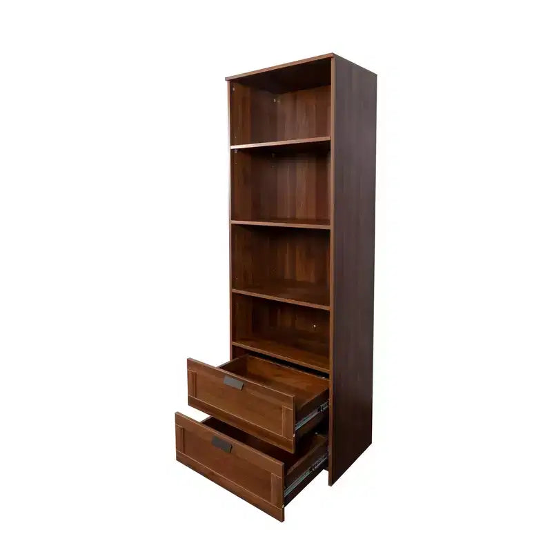 Étagère Bibliothèque avec Tiroirs 4 Niveaux pour Salon Maison Noyer