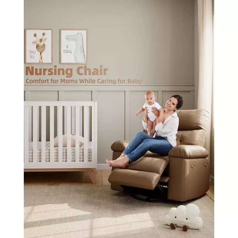 Fauteuil inclinable électrique à bascule avec massage et chaleur, fauteuil inclinable électrique pivotant en similicuir, USB