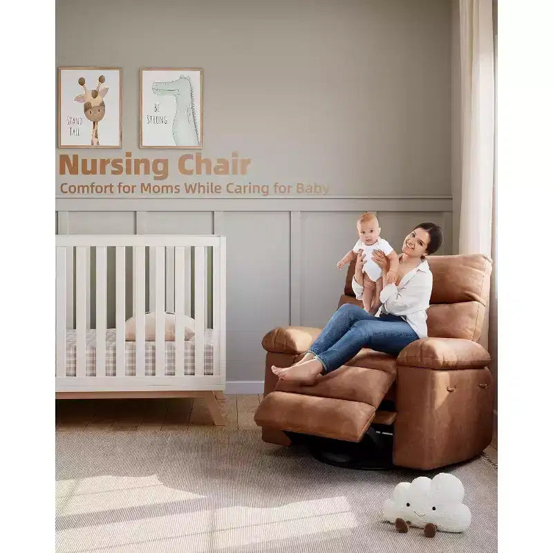 Fauteuil inclinable électrique à bascule avec massage et chaleur, fauteuil inclinable électrique pivotant en similicuir, USB