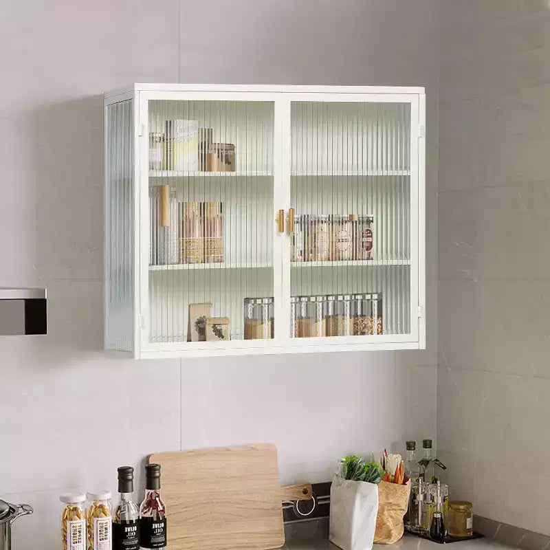 Okak Modern 2-door Wall Cabinet with Featuring 3-tier Storage Glass Doors for Entryway/Dining Room/Living Room/Kitchen