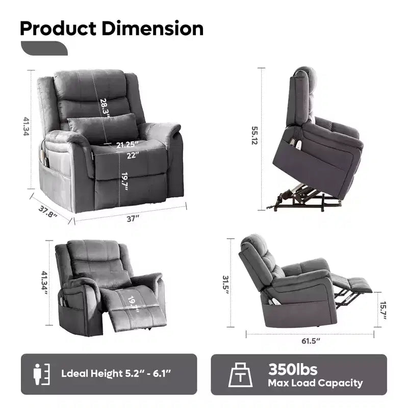 Fauteuil inclinable Power Lift avec massage et chauffage Fauteuil inclinable électrique simple