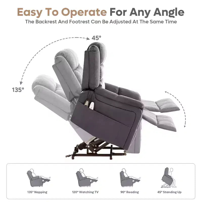 Fauteuil inclinable Power Lift avec massage et chauffage Fauteuil inclinable électrique simple