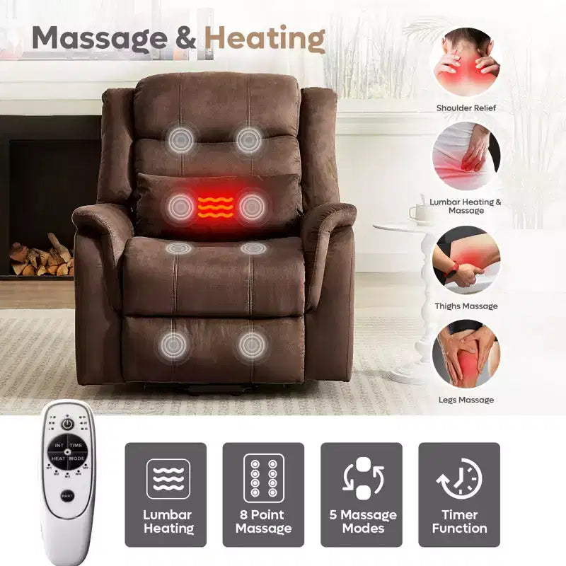 Fauteuil inclinable Power Lift avec massage et chauffage Fauteuil inclinable électrique simple
