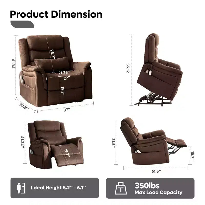 Fauteuil inclinable Power Lift avec massage et chauffage Fauteuil inclinable électrique simple