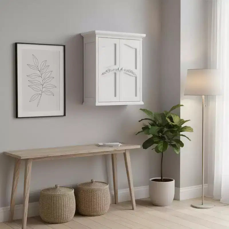 Meuble haut 2 portes amovible avec étagères intérieures réglables