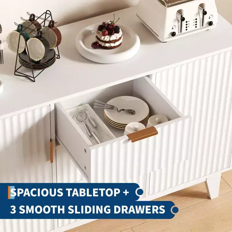 Meuble de rangement avec 3 tiroirs, grand buffet, meuble TV moderne mi-parcours, meuble de bar à café