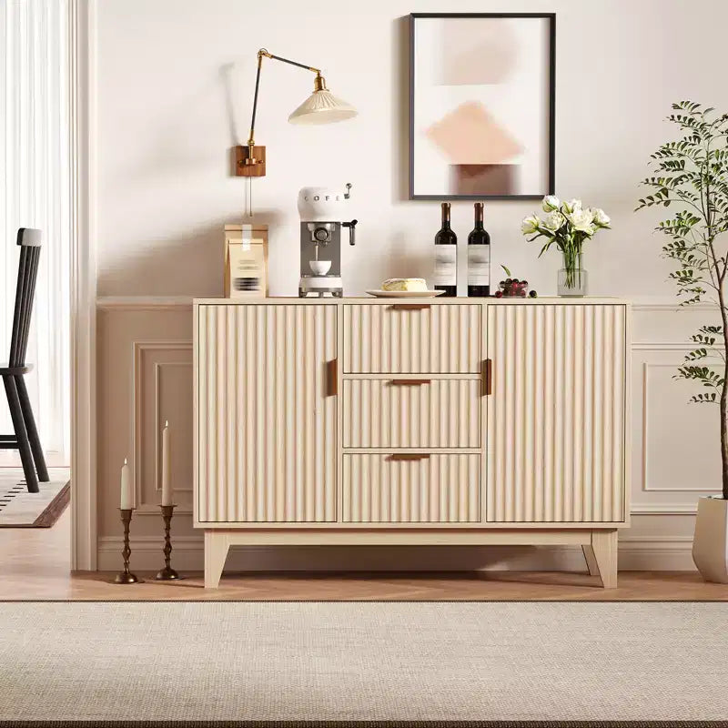 Meuble de rangement avec 3 tiroirs, grand buffet, meuble TV moderne mi-parcours, meuble de bar à café