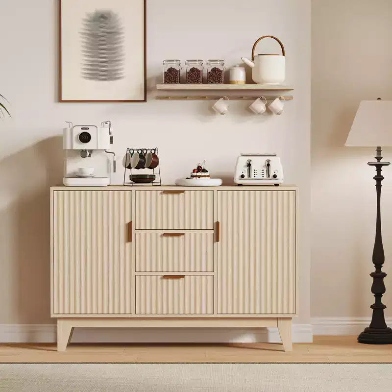 Meuble de rangement avec 3 tiroirs, grand buffet, meuble TV moderne mi-parcours, meuble de bar à café
