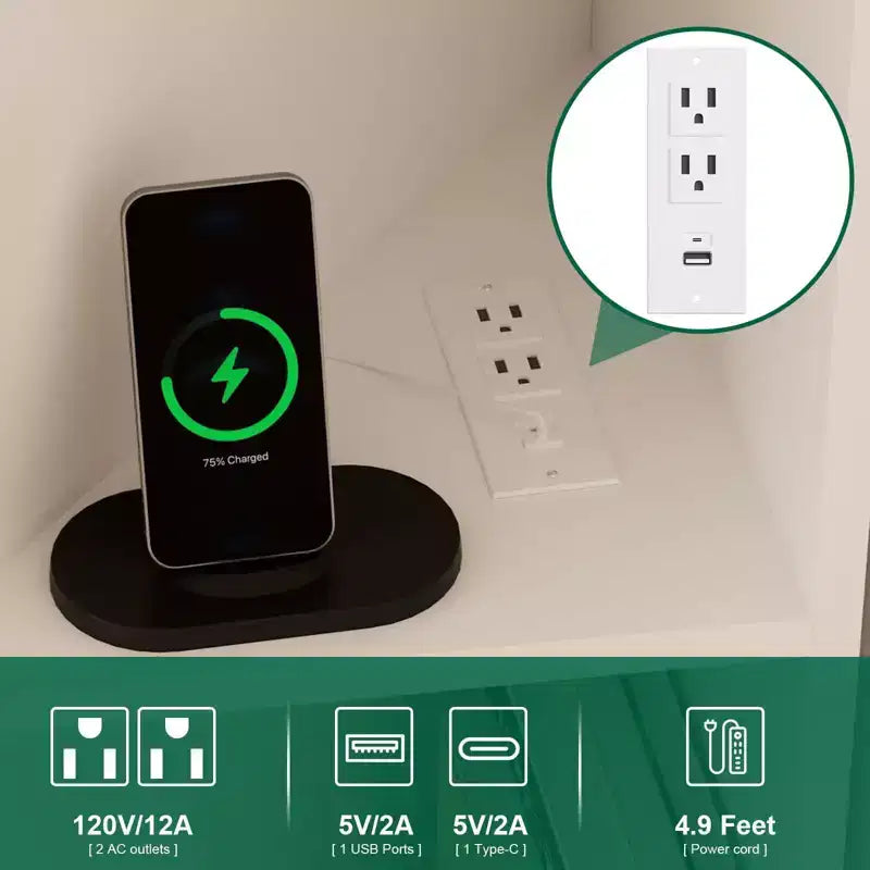 Meuble TV d'angle avec prise de courant intégrée, console multimédia en bois avec rangements et étagères