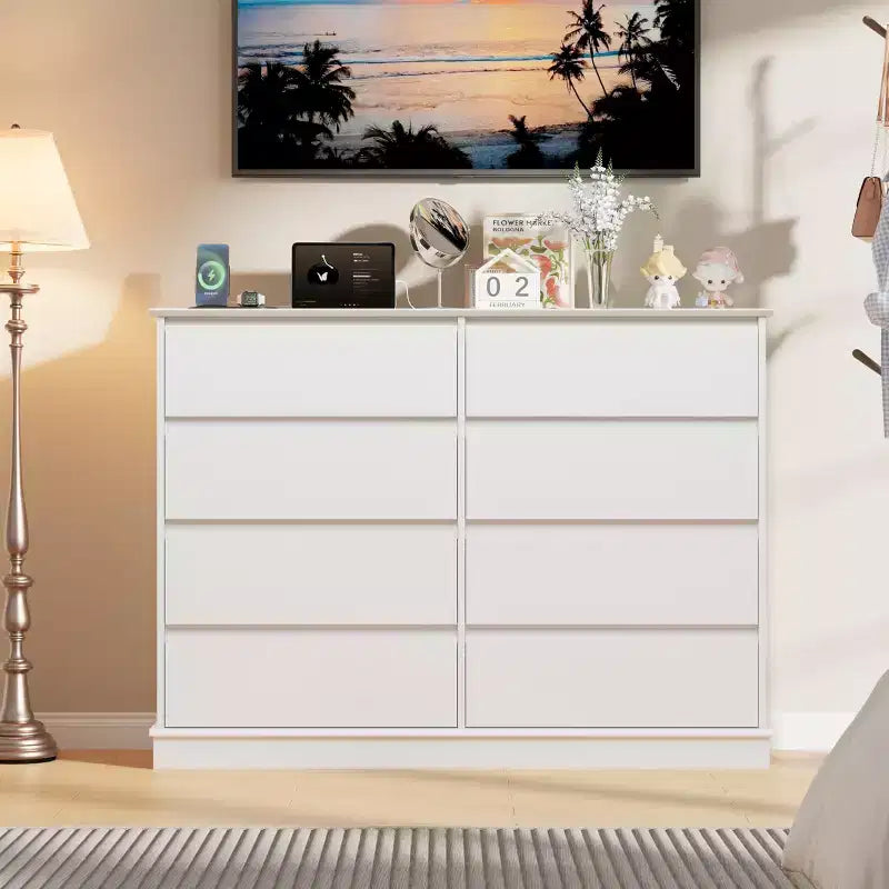 COZONY 51 Wide 8-Drawer Double Dresser Large Horizontal Chest with Deep Drawers & Wide Top for Bedroom, Closet, Living Room & Hallway
