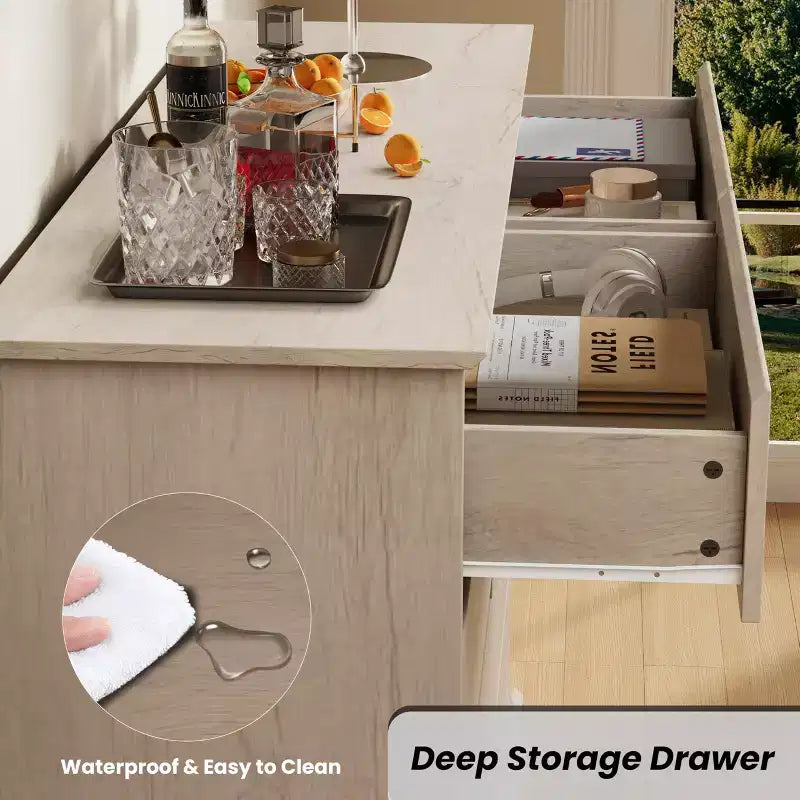 COZONY 51 Wide 8-Drawer Double Dresser Large Horizontal Chest with Deep Drawers & Wide Top for Bedroom, Closet, Living Room & Hallway