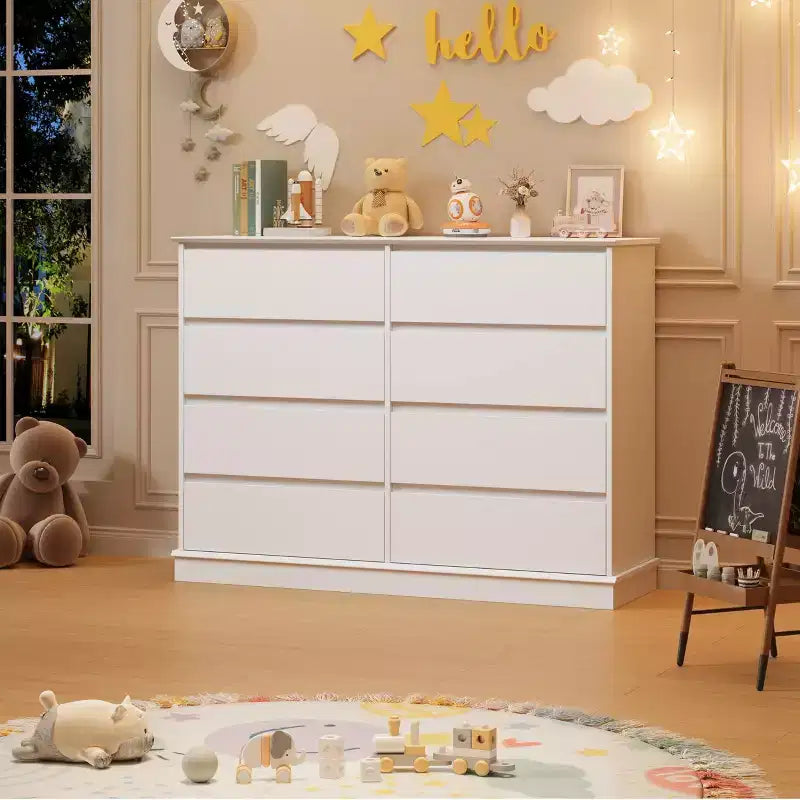 COZONY 51 Wide 8-Drawer Double Dresser Large Horizontal Chest with Deep Drawers & Wide Top for Bedroom, Closet, Living Room & Hallway