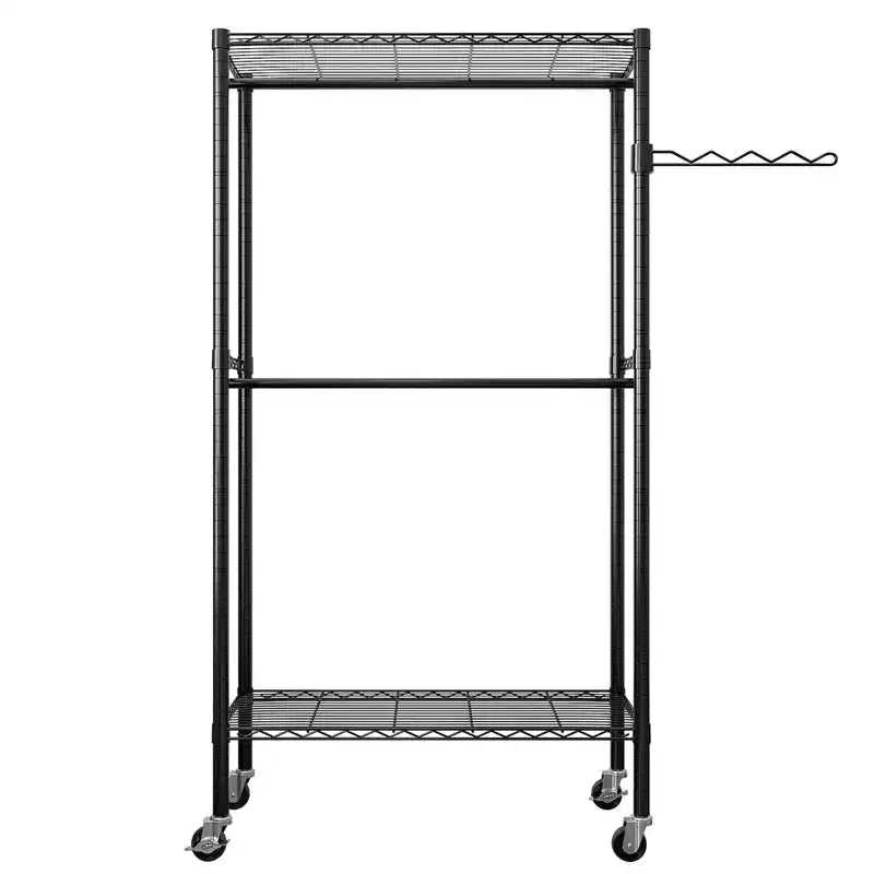 Porte-manteau en acier au carbone noir avec double barre transversale et espacement des couches réglable