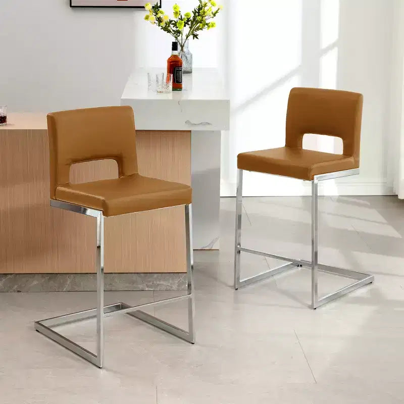 Tabourets de bar modernes en cuir PU sans accoudoirs Chaises de cuisine rembourrées