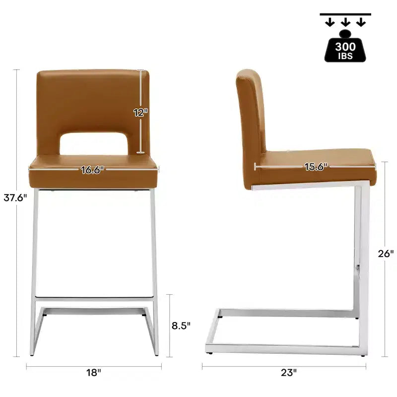 Tabourets de bar modernes en cuir PU sans accoudoirs Chaises de cuisine rembourrées