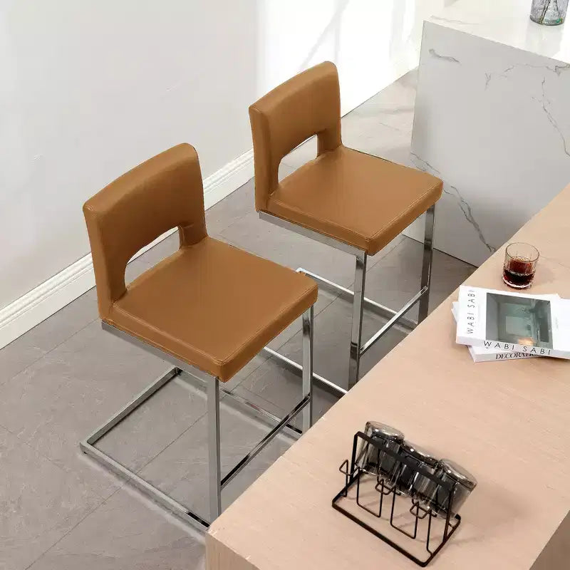 Tabourets de bar modernes en cuir PU sans accoudoirs Chaises de cuisine rembourrées