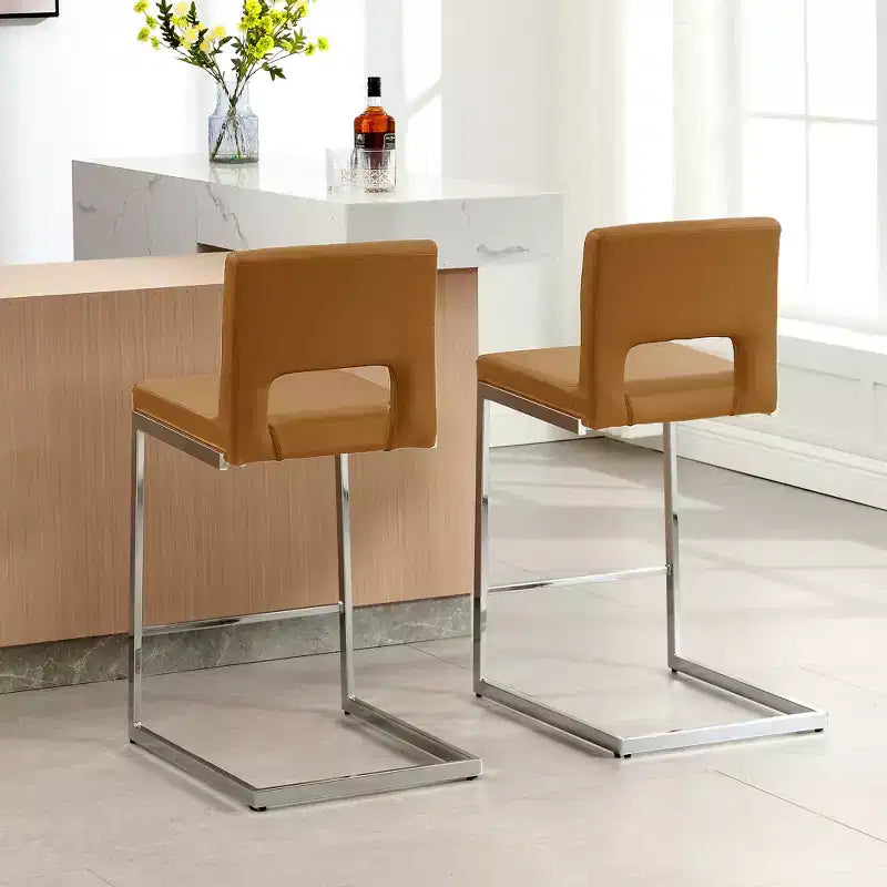 Tabourets de bar modernes en cuir PU sans accoudoirs Chaises de cuisine rembourrées