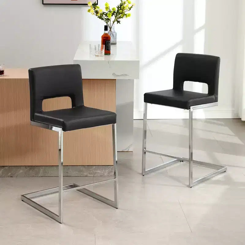 Tabourets de bar modernes en cuir PU sans accoudoirs Chaises de cuisine rembourrées