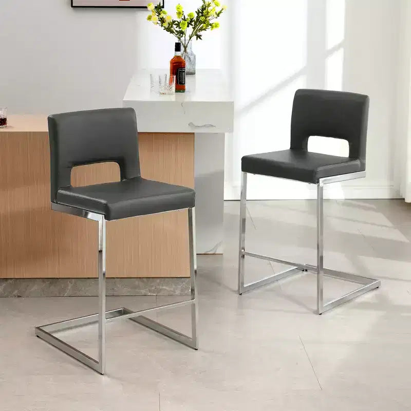 Tabourets de bar modernes en cuir PU sans accoudoirs Chaises de cuisine rembourrées