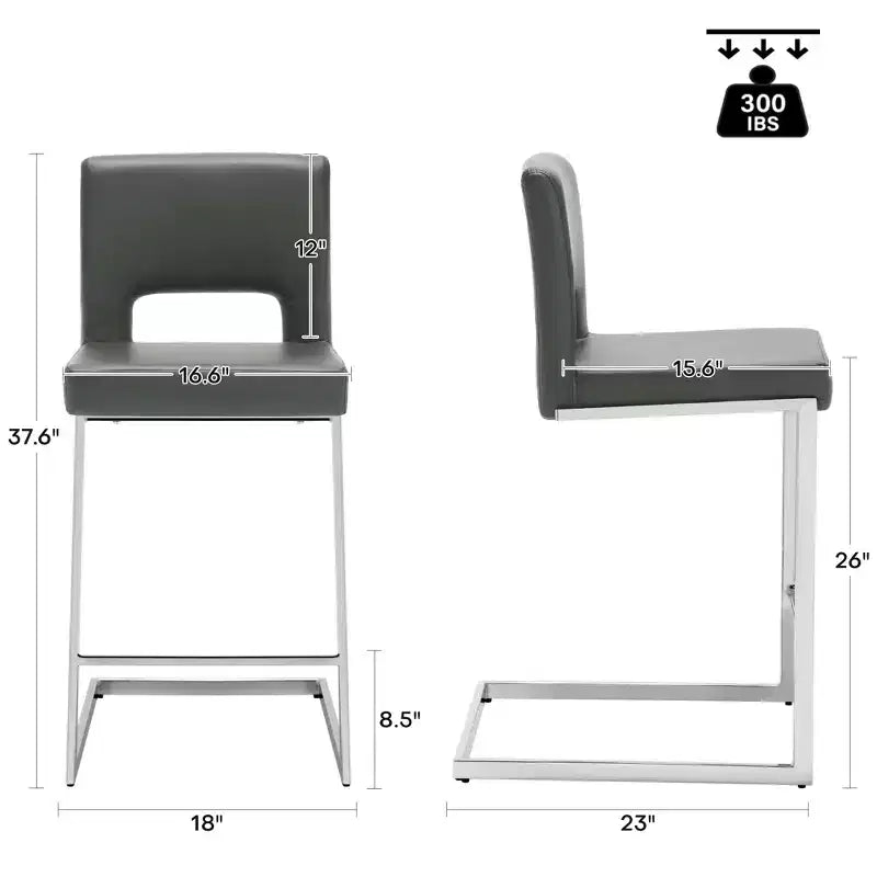 Tabourets de bar modernes en cuir PU sans accoudoirs Chaises de cuisine rembourrées