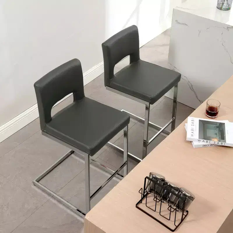 Tabourets de bar modernes en cuir PU sans accoudoirs Chaises de cuisine rembourrées
