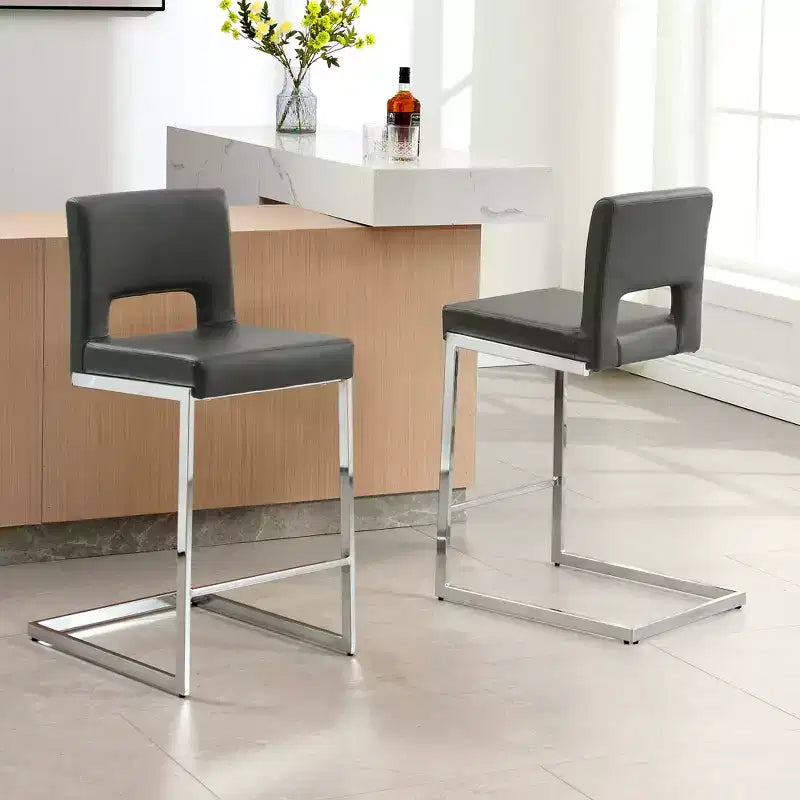 Tabourets de bar modernes en cuir PU sans accoudoirs Chaises de cuisine rembourrées