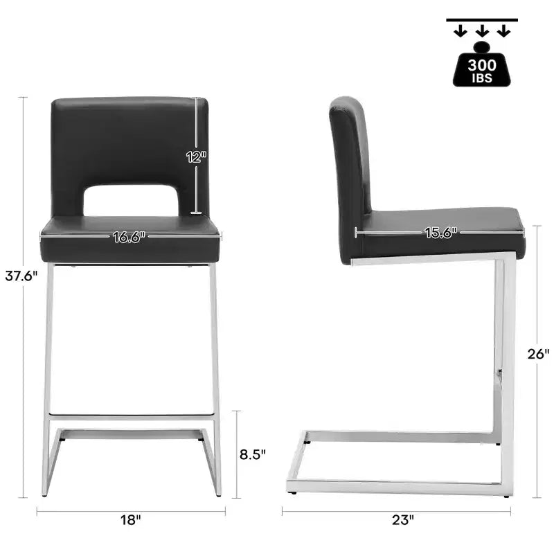 Tabourets de bar modernes en cuir PU sans accoudoirs Chaises de cuisine rembourrées