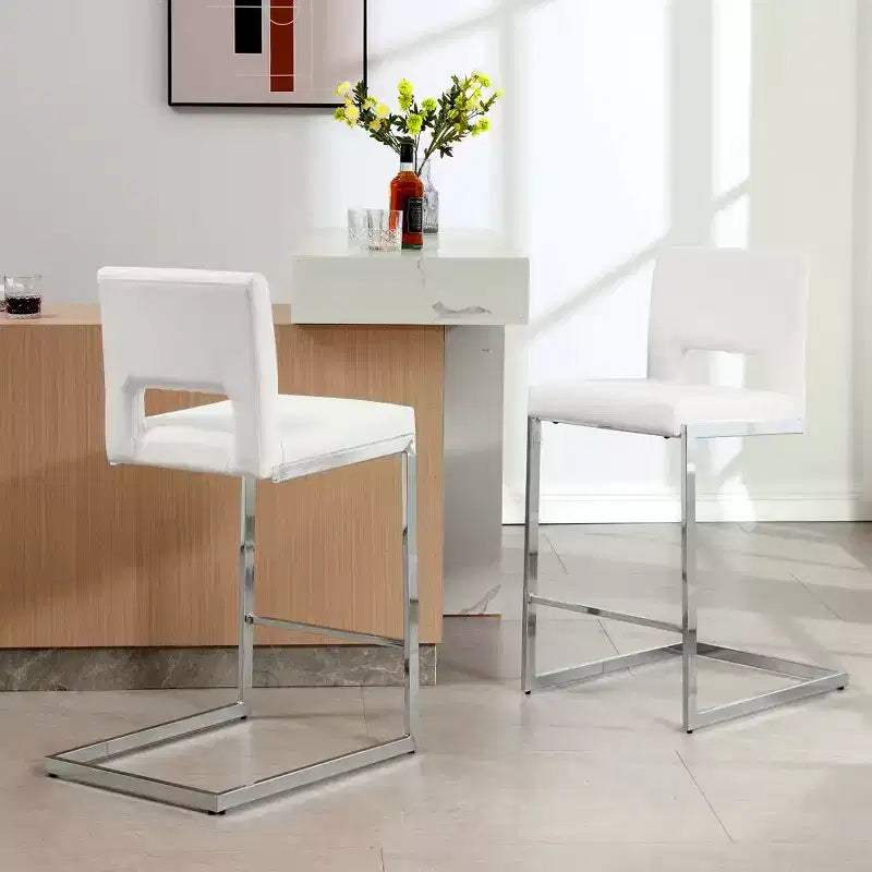 Tabourets de bar modernes en cuir PU sans accoudoirs Chaises de cuisine rembourrées