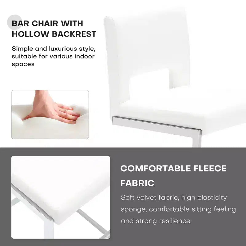Tabourets de bar modernes en cuir PU sans accoudoirs Chaises de cuisine rembourrées