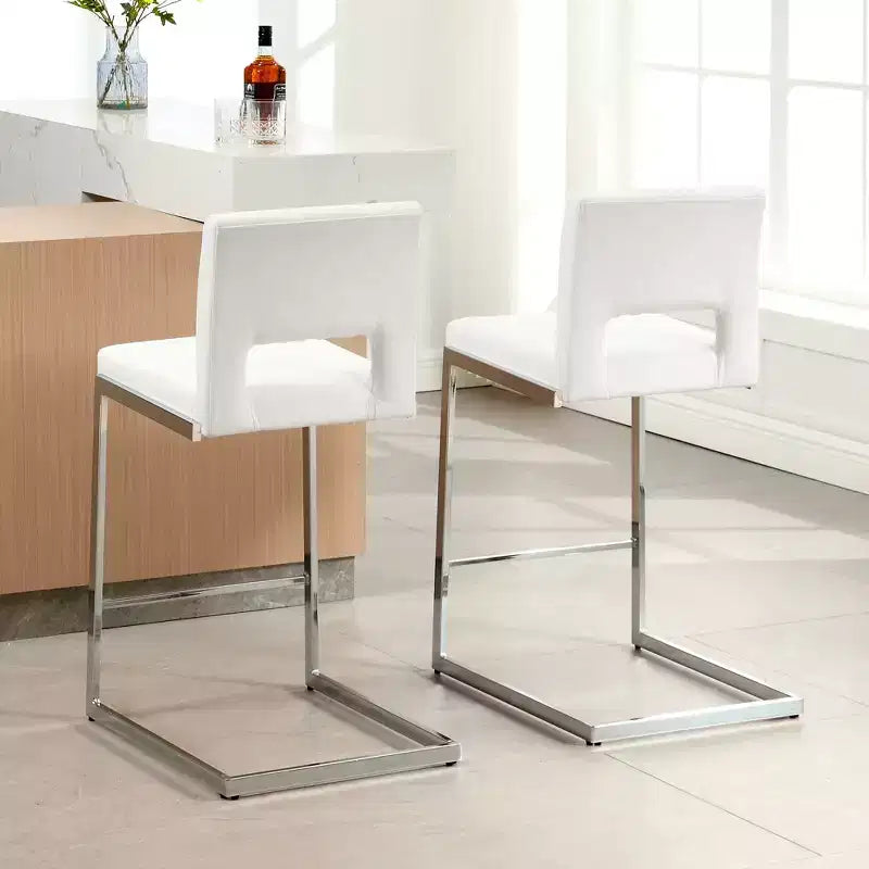 Tabourets de bar modernes en cuir PU sans accoudoirs Chaises de cuisine rembourrées