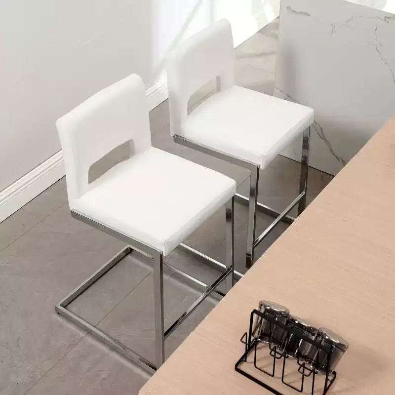 Tabourets de bar modernes en cuir PU sans accoudoirs Chaises de cuisine rembourrées