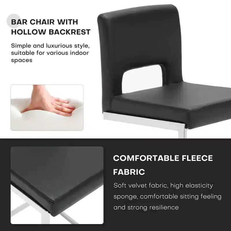 Tabourets de bar modernes en cuir PU sans accoudoirs Chaises de cuisine rembourrées