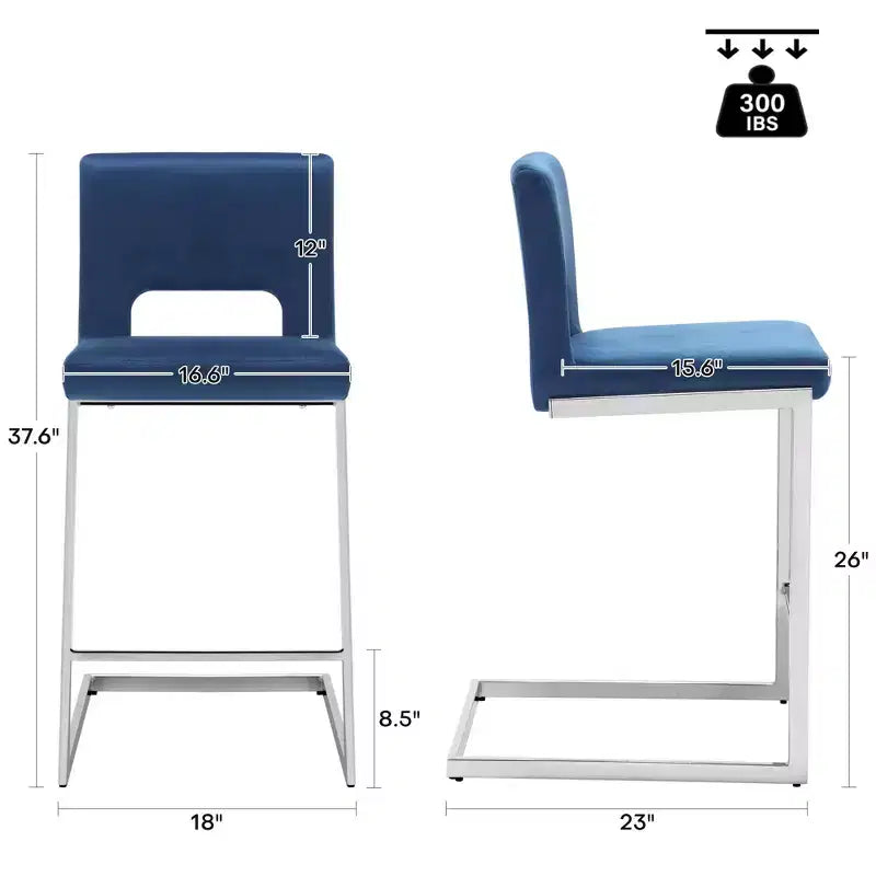 Tabourets de bar modernes en cuir PU sans accoudoirs Chaises de cuisine rembourrées