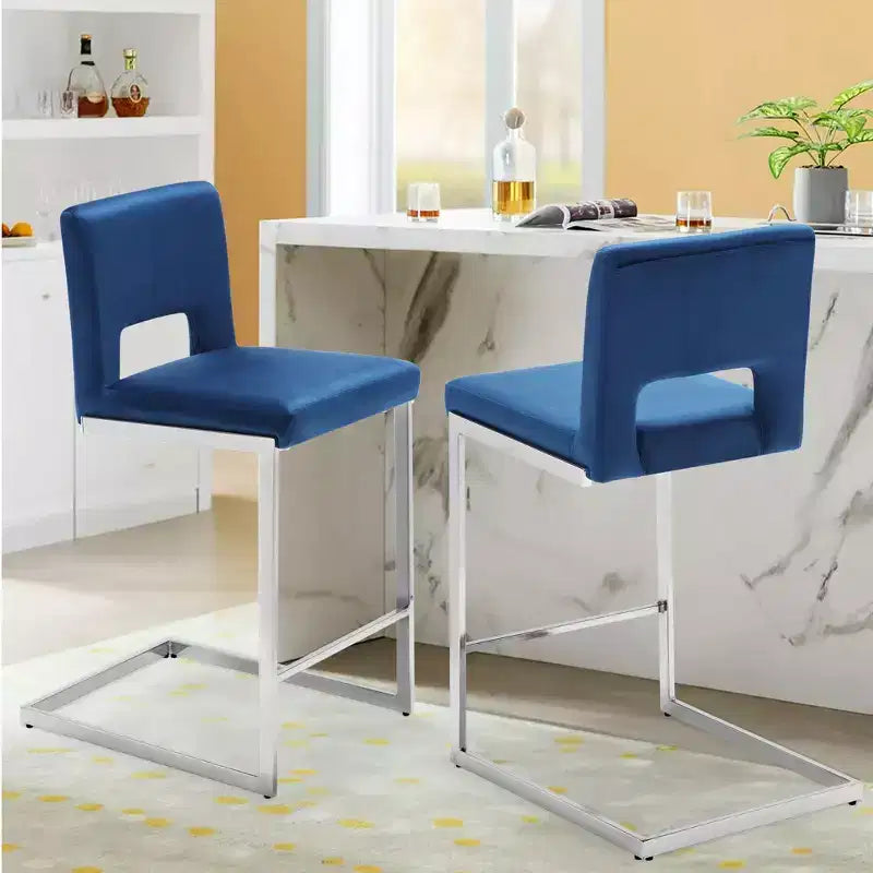 Tabourets de bar modernes en cuir PU sans accoudoirs Chaises de cuisine rembourrées