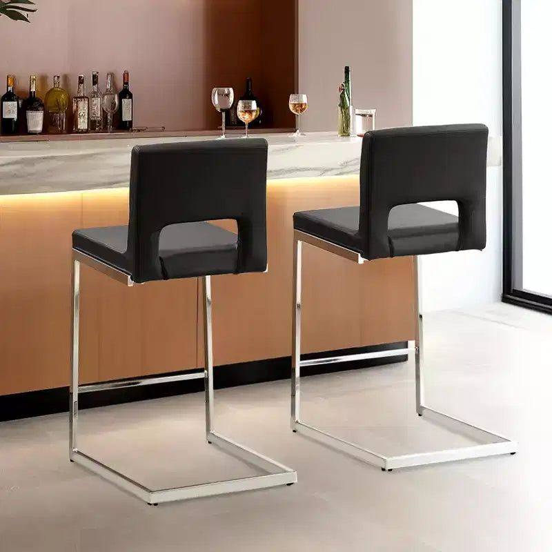 Tabourets de bar modernes en cuir PU sans accoudoirs Chaises de cuisine rembourrées
