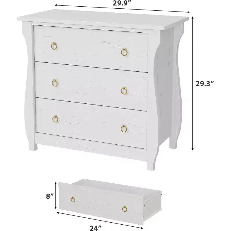 Commode à 3 tiroirs pour chambre à coucher, commode de rangement autonome en bois