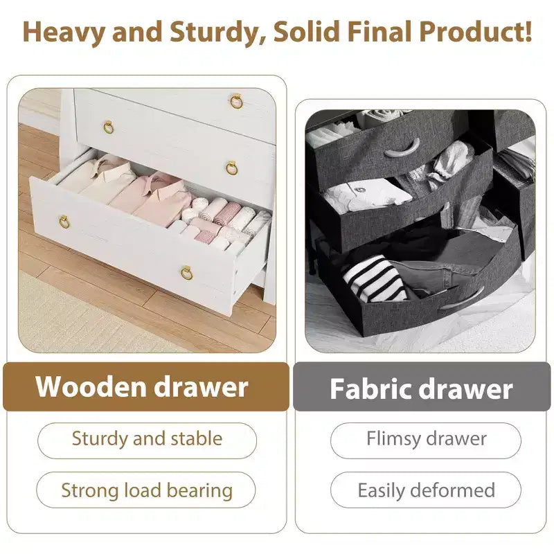 Commode à 3 tiroirs pour chambre à coucher, commode de rangement autonome en bois