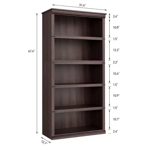 5-Shelf Farmhouse Bookcase,with Storage Open Display Bookshelves,Display Storage Shelves,32'' Wide Wooden Bookshelves for Office,Library