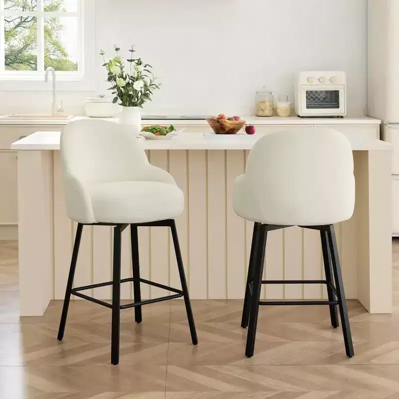 Spruce&Spring Modern Swivel Counter Stool with Curved Low Back & Plush Upholstered Seat