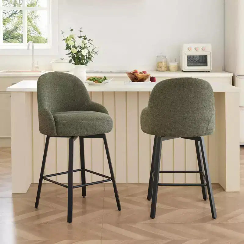 Spruce&Spring Modern Swivel Counter Stool with Curved Low Back & Plush Upholstered Seat