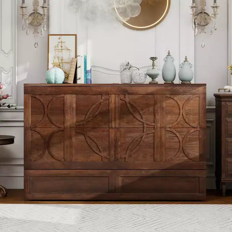 Keloyid Haimyy Solid Wood Frame Queen Murphy Bed Chest with Built-in Charger and Strong Drawer