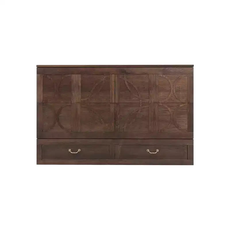 Keloyid Haimyy Solid Wood Frame Queen Murphy Bed Chest with Built-in Charger and Strong Drawer